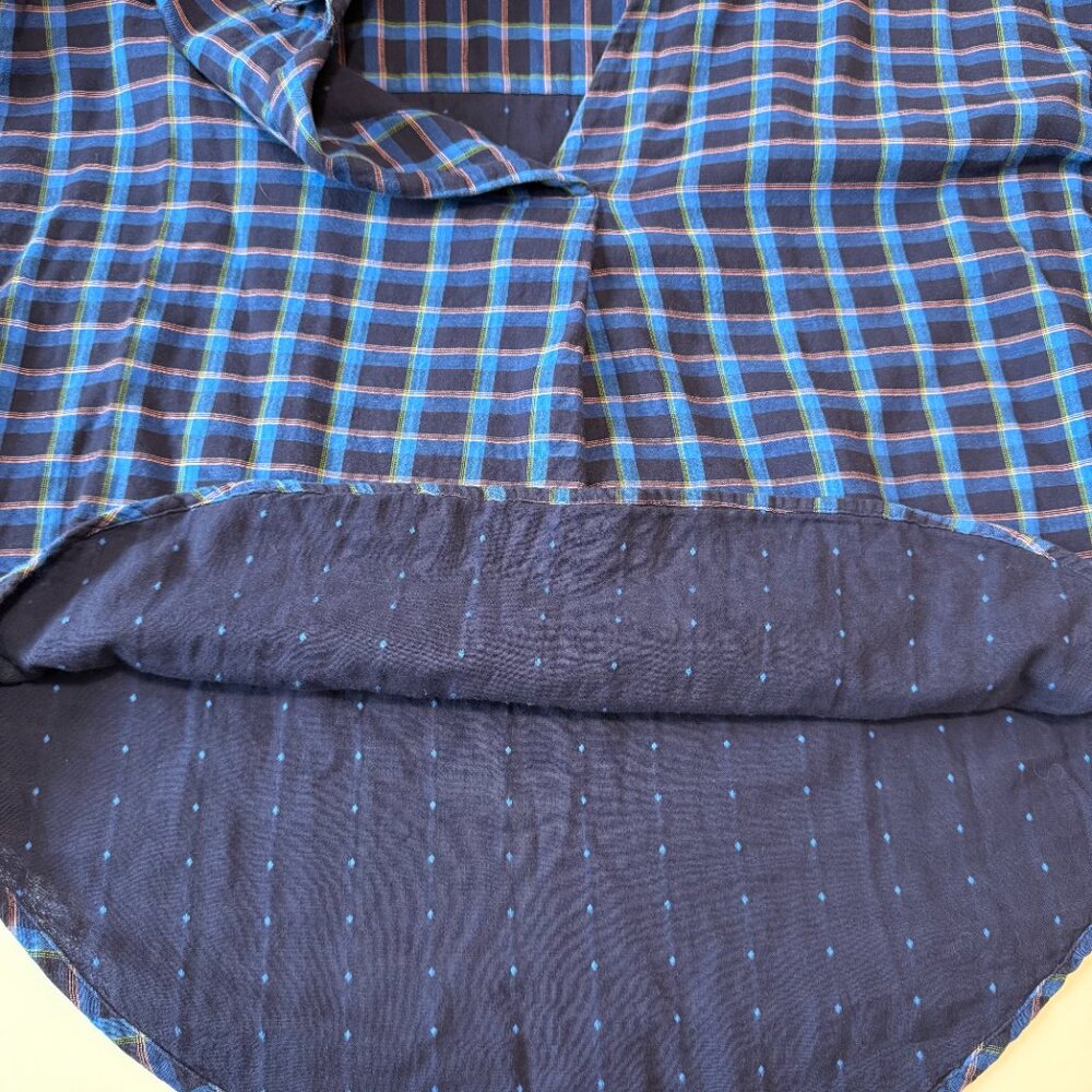 Madewell Double-Faced Park Popover Shirt in Blue Plaid Women's Medium - Picture 4 of 9